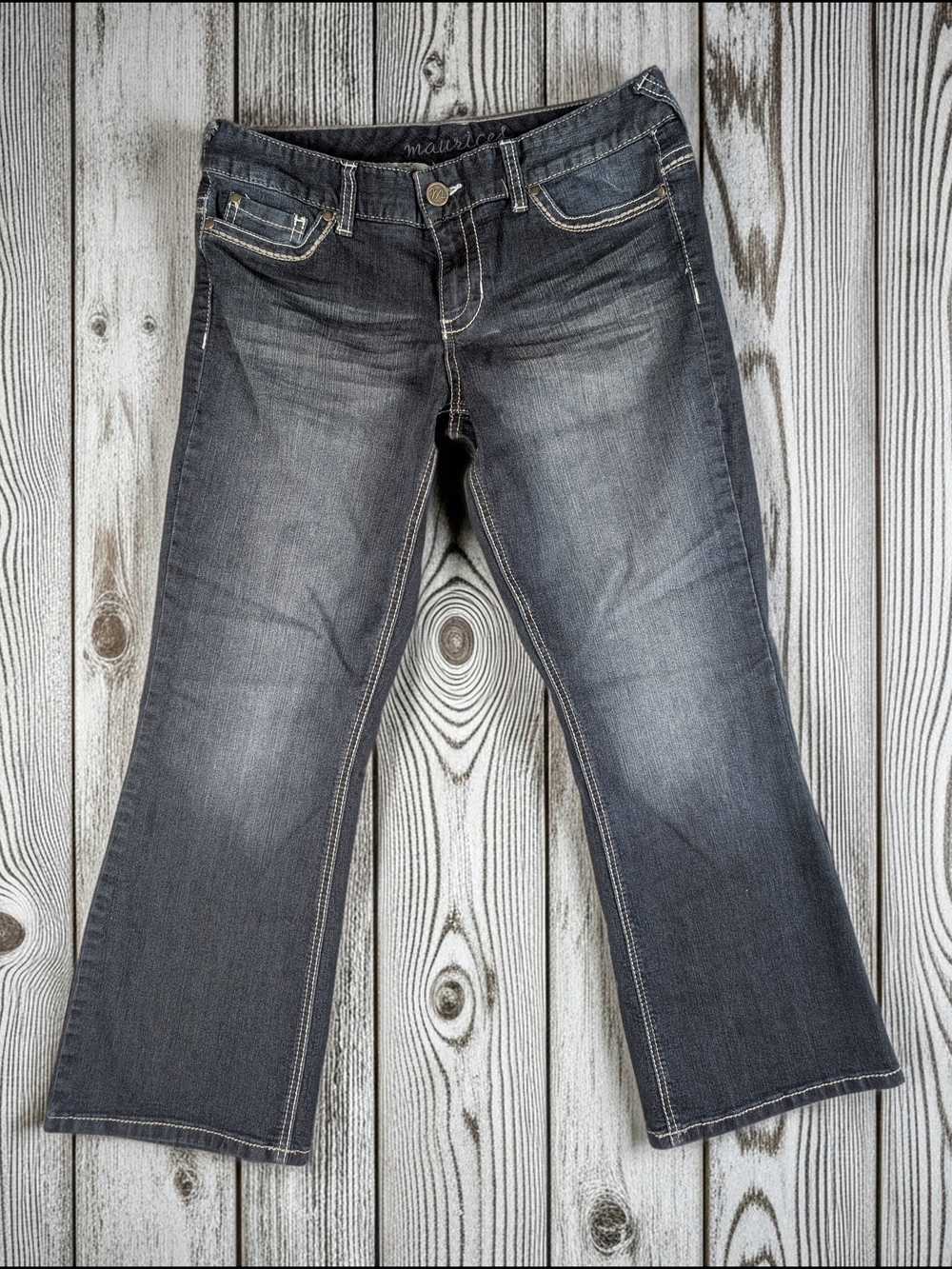 Maurices Bootcut Jeans Women's 11/12 X-Short Blue Denim Jeans Embroidered